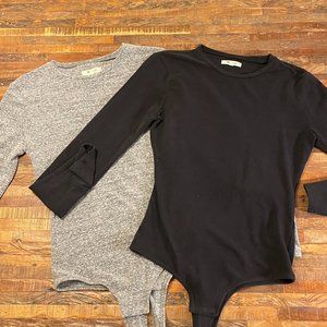 MADEWELL l Black and Gray Crewneck Thong Bodysuits (2) l Size Medium